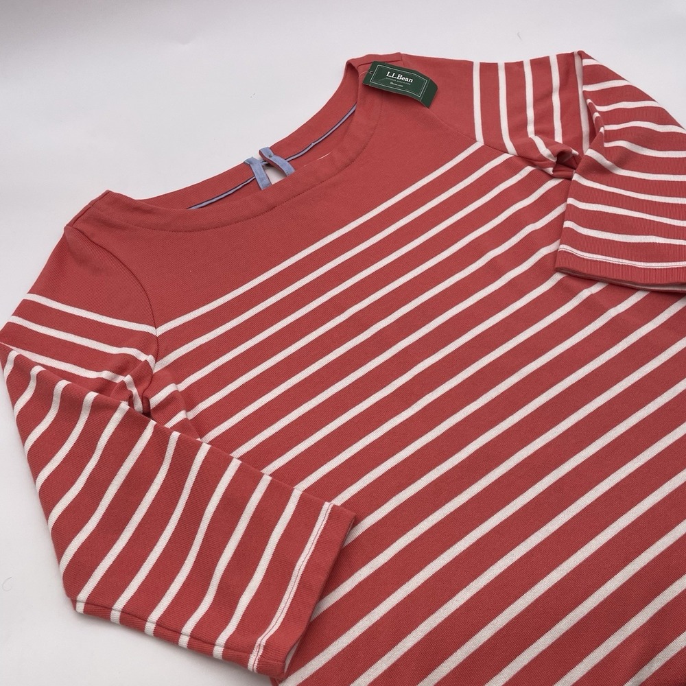 L.L. Bean Heritage Mariner Dress Women's Small‎ Coral/Sea Salt Striped $79 NWT